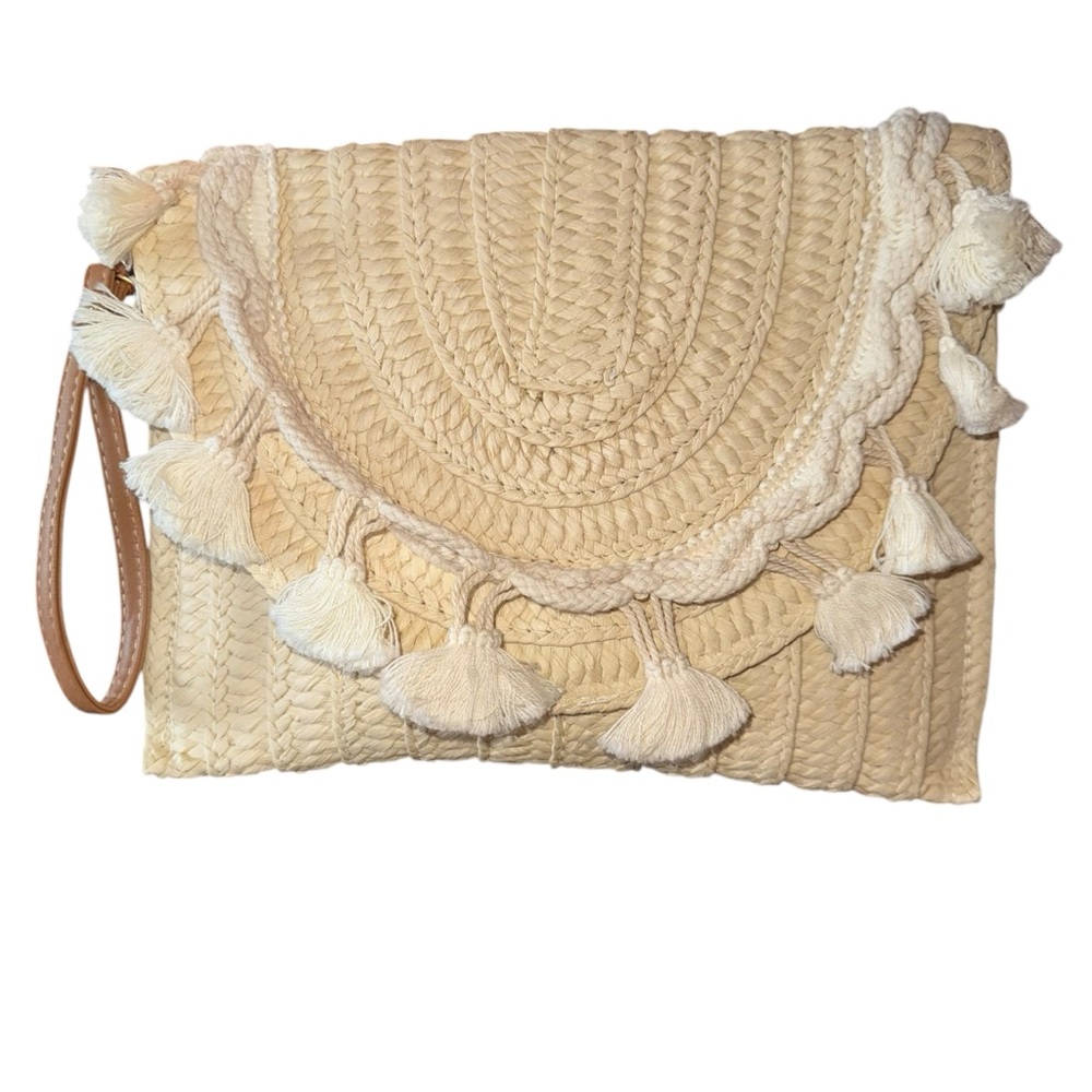 Straw Clutch Summer Evening Handbag Summer Beach Party Purse Woven New No Tags